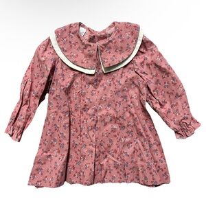 Vintage Polly Flinders Floral Pink Collard Dress Size 2T